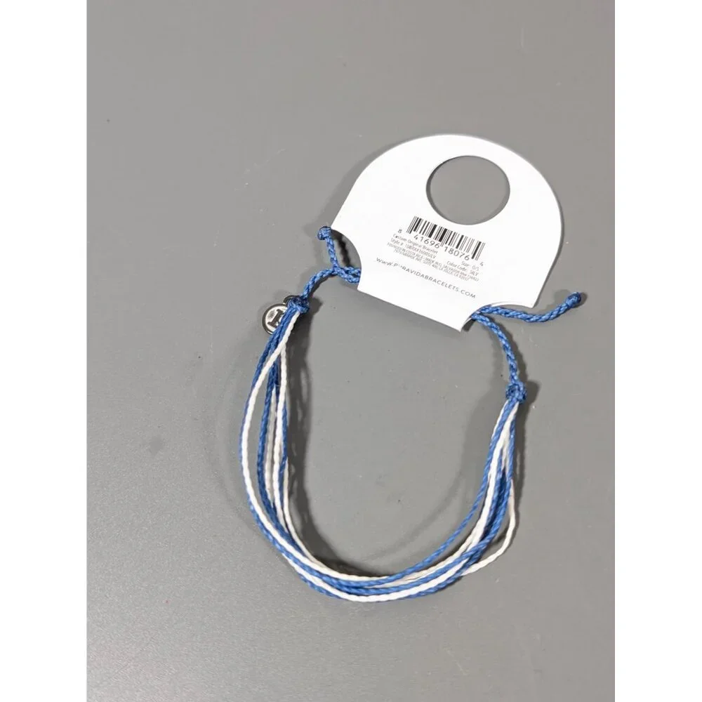Puravida Blue White Cord Bracelet Adjustable Beachy Coastal‎ Surfer Boho NEW